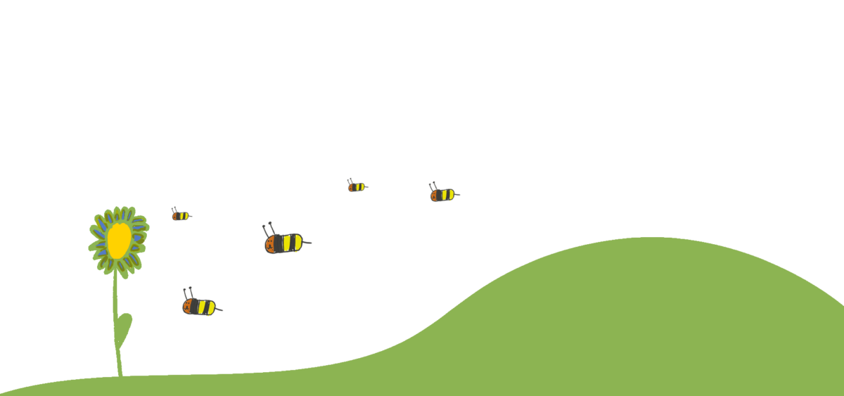 Homeopathy in Dun Laogahire, illustration of bees and grass hill